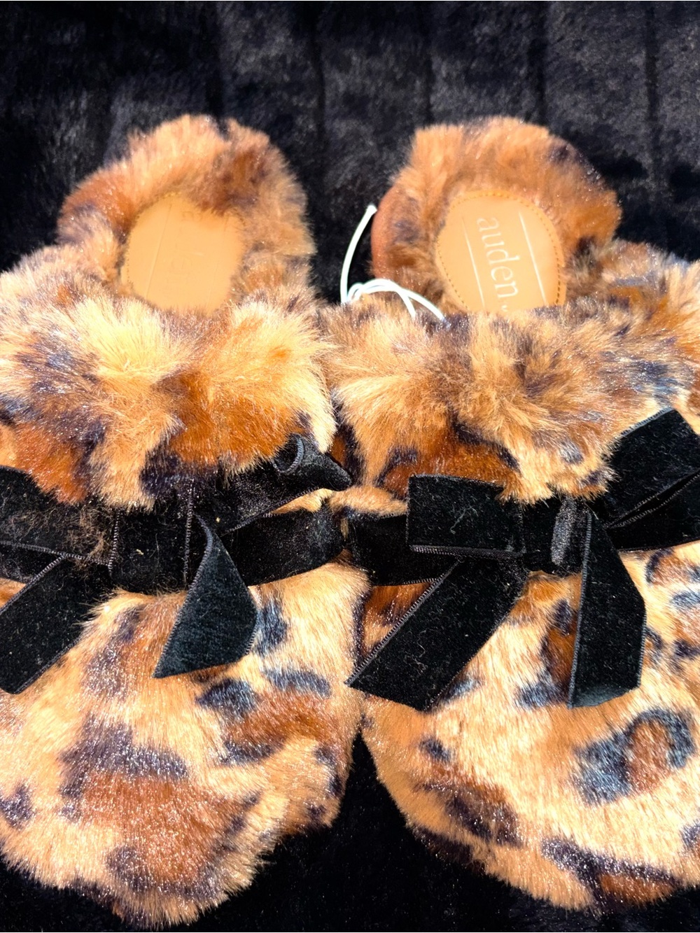 Fur Slippers with Bows